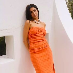 NWT! ☀️ Free People Brandi Tube Dress in Coral. Size M. 🌸🌼